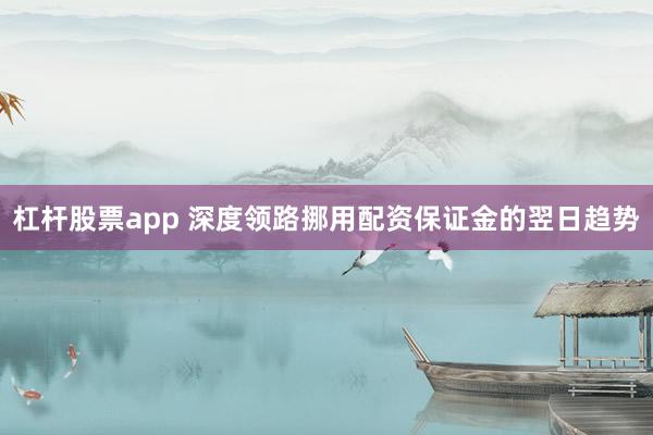 杠杆股票app 深度领路挪用配资保证金的翌日趋势