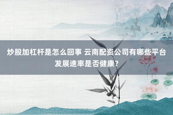 炒股加杠杆是怎么回事 云南配资公司有哪些平台发展速率是否健康？